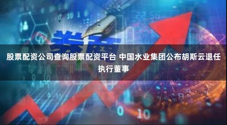股票配资公司查询股票配资平台 中国水业集团公布胡斯云退任执行董事