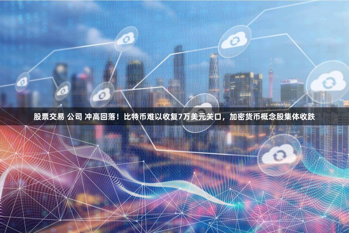 股票交易 公司 冲高回落！比特币难以收复7万美元关口，加密货币概念股集体收跌